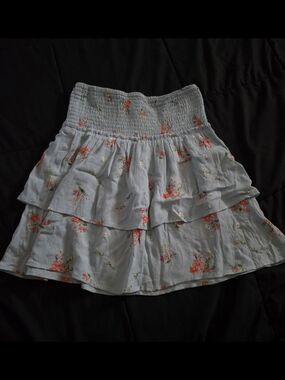 Gypsy & Jade Light Blue Tiered Floral Smocked Mini Skirt